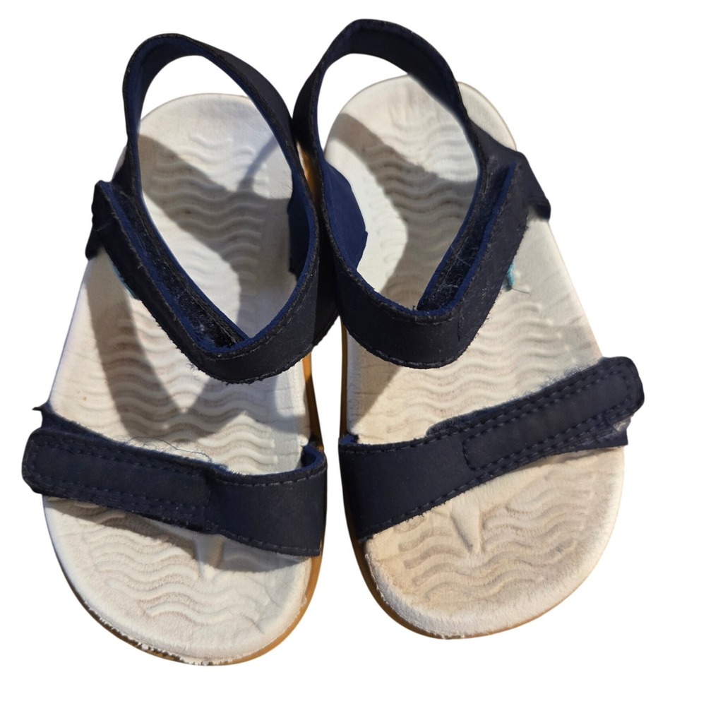 Native Charley Kids Navy Blue White Adjustable Strap Water Sandals Gum Sole